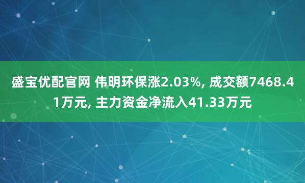 盛宝优配官网 伟明环保涨2.03%, 成交额7468.41万元, 主力资金净流入41.33万元